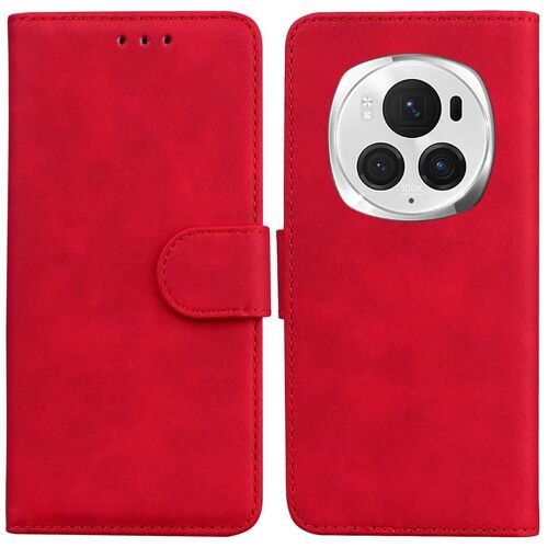 SATURCASE Coque pour Honor Magic 6 Pro, Toucher Confortable PU Cuir Magnétique Flip Portefeuille Support Porte-carte Protecteur Housse Étui pour Honor Magic 6 Pro (FG-Rouge)