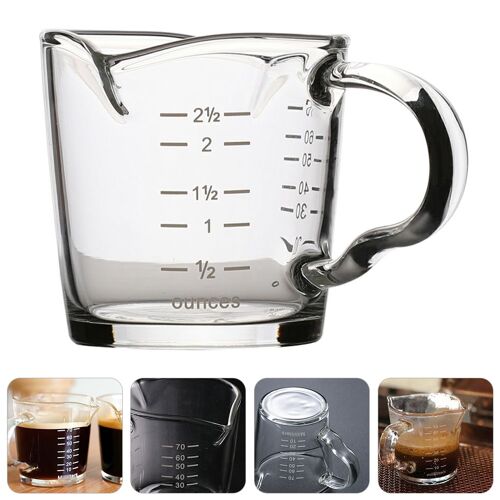 Tasse à expresso à deux ouvertures, verre doseur avec échelle, résistant à la température, 1 pièce