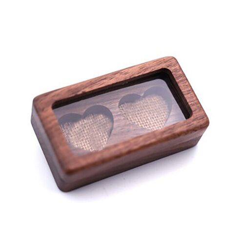 Boîte à bijoux en bois, rangement pour bagues de mariage, cérémonie de fiançailles, support Portable, boîte rustique pour bagues de mariage-FS-PHFU