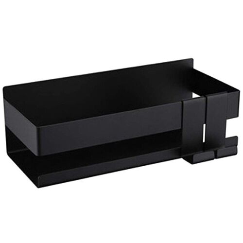 Étagère de douche auto adhésive de salle de bain, panier de douche sans perçage avec crochets noirs de 22CM