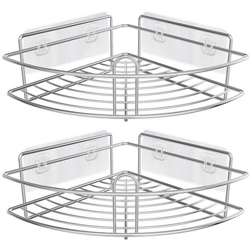 Lot de 2 Étagère De Douche en Coin, Douche Mural En Acier Inoxydable Étagère Organisateur De Rangement avec Adhésif pour Salle De Bain