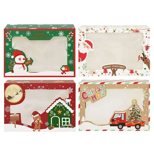 Coffret cadeau père noël bonhomme de neige arbre de noël, coffret de bonbons en papier Kraft, décoration de noël, nouvel an 2022 4 pièces/ensemble