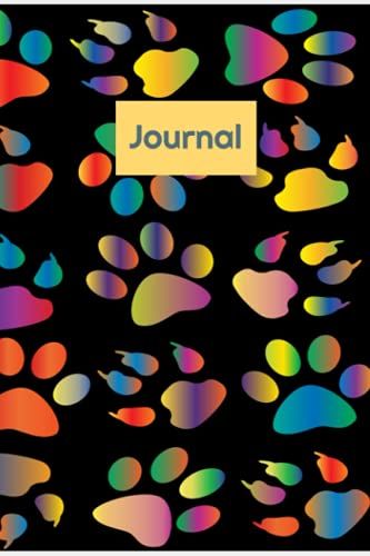 Journal: Rainbow Colored Paw Prints, Journal Pages: 6x9" 100 Pages, Journals, Books, Notebooks