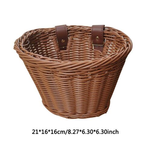 Brown B - Panier De Vélo Multifonctionnel En Rotin, Sac Avant Pratique Et Durable, Conteneur De Rangement Pour Guidon De Scooter, Accessoires De Bicyclette