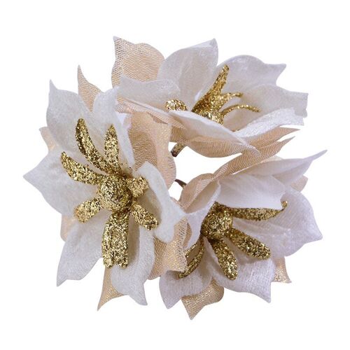Fleurs artificielles en soie à paillettes dorées, 9 pièces, couronne de mariage, fournitures de décoration pour la maison, pour boîte cadeau, pour noël