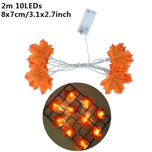 2m 10leds Feuilles D'érable Led Guirlande Lumineuse Fée Lumières pour L'automne Fête Décor BRICOLAGE Maison Rampe D'escalier Décoration Guirlande
