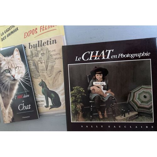 Chats : 1 Porte Clefs / 2 Livres & 3 Publications ( S. Eauclaire, Le Chat En Photographie /  L'abcdaire Du Chat Par Laroche & Le Pape / Le Bulletin (Association Féline Des Poils Courts De France) / La