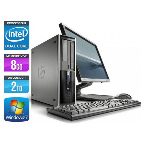 HP Elite 8100 SFF + Ecran 19'' - Intel Pentium G6950 / 2.80 GHz - RAM 8 Go - HDD 2 To - DVD - GigaBit Ethernet - Windows 7 Professionnel