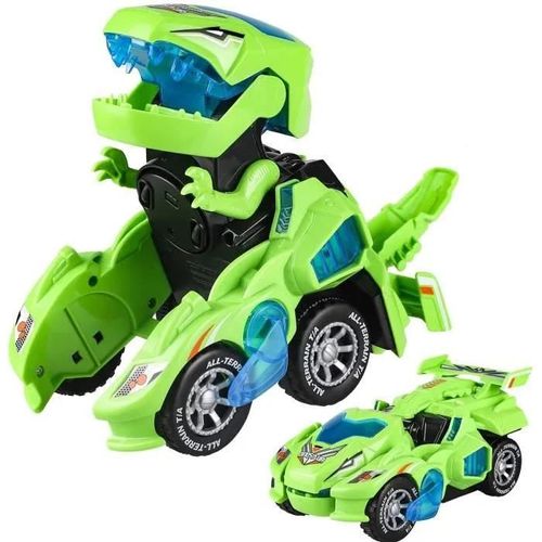 Jouet Enfant Transformer Dinosaure Switch and Go Dino - Vert - Lumière Musique - 4 à 10 Ans