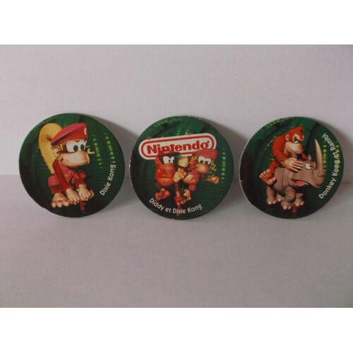 Lot De 3 Pogs « Donkey Kong » Avec « Choco Pops » - Années 1990