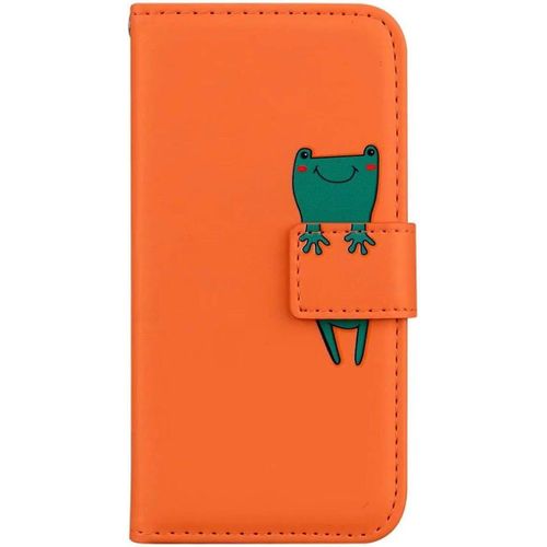Etui Coque Pour Samsung Galaxy S22 Ultra 5g(6.8""),Protection Housse En Cuir Antichoc Tpu Etui Pu Portefeuille Avec [Bequille] [Fentes Pour Cartes],Orange Grenouille