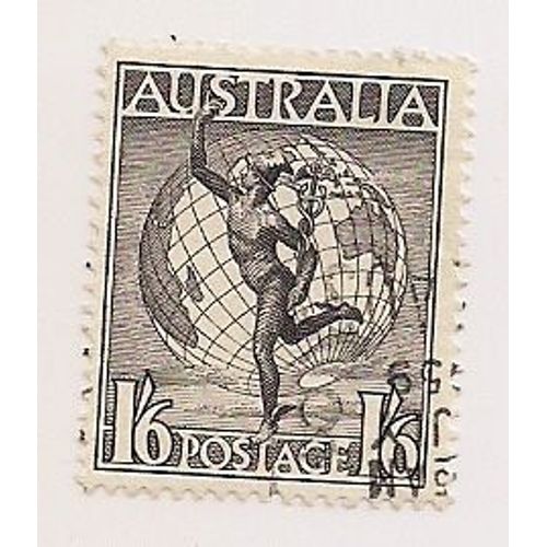 Australie- 1 Timbre Oblitéré Mercure Et Globe- Sépia