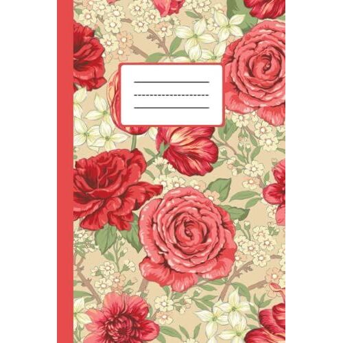 Notizbuch Rote Rosen: Kariertes Notizheft A5 Als Tagebuch Schulheft Oder Journal Verwendbar | Floral Blumen Motiv Mit Rose