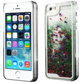 Coque Rigide Iphone 5s Collection Liquide Star Vert Avec Étoiles Et Paillettes A