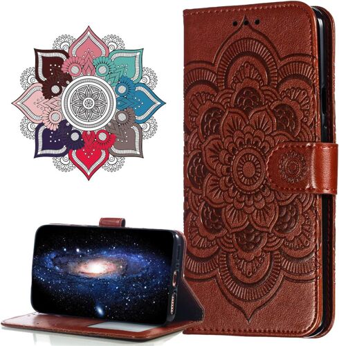 Cuir Premium Coque Pour Samsung Galaxy A21s, [Stand Support] [Porte-Cartes De Credit] [Fermeture Magnetique] Portefeuille Etui Housse Pour Samsung Galaxy A21s. Ld Mandala Brown