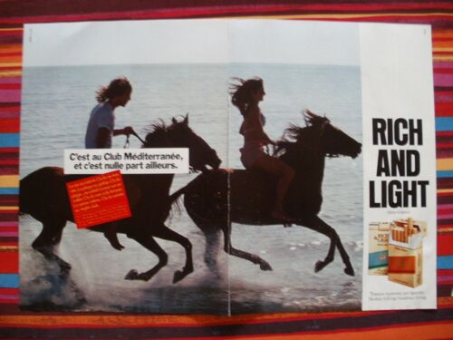Publicité Ancienne ((Août 1980) Pour Le "Club Méditerranée (Club Med)" Avec Les Cigarettes "Rich And Light" (Publicité Alice)