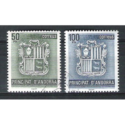 Andorre Espagnol, 1982, Série Courante (Armoiries Des Vallées), N°153 + 154, Oblitérés.