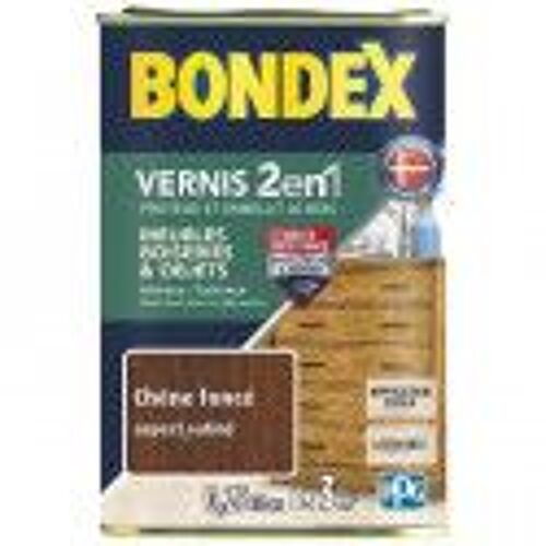 Vernis protection bois Chêne foncé satin 2 en 1protège et embellit 250ML BONDEX
