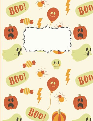 Cute Halloween Notebook College Ruled: Cartoon Style Journal With Colorful Candy, Pumpkins, Sweet Ghosts & Skulls In Lovely Vintage Colors. Great Gift ... Teens At School Or Surprise Birthday. Boo!