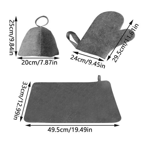 Ensemble De Chapeaux De Sauna En Feutre Polymère, Kit De Bain De Luxe Pour Homme Et Femme, Isolation Thermique, Coussin Souple, Accessoires De Salle, 3 Pièces 