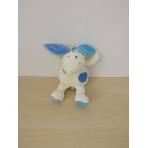 Doudou Chien Lapin Blanc Bleu Babysun
