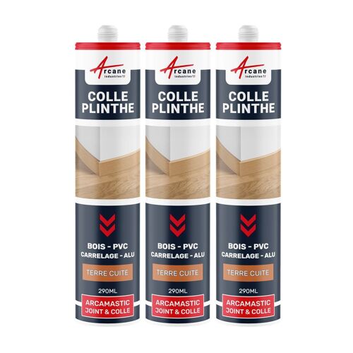 Colle plinthe, bois et carrelage, pose facile Terre Cuite 290 ml x 3 - ARCANE INDUSTRIES