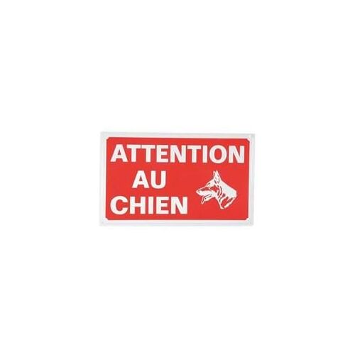 Plaque Attention Chien 33 X 20 Cm Rouge Et Blanc