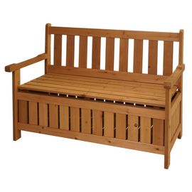 Banc De Jardin Hwc-L68 Avec Espace De Rangement, Outdoor Sapin Bois Mvg 114cm, Brun