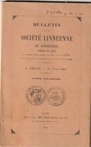 Bulletin De La Société Linnéenne De Normandie 