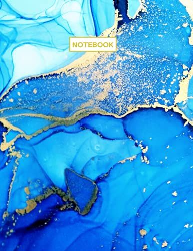 Notebook: Elegant Blue Gold Marble - Composition Notebook - College Ruled