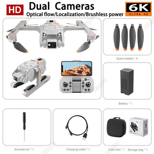 Drone Rc Rg700 Pro Pour Adultes,Photographie Aérienne,Caméra Pour Touristes,Avion Gps,Quadricoptère À Quatre Axes,Évitement D'obstacles,Cadeau - Type 6k Dual Gray 1b-Generique