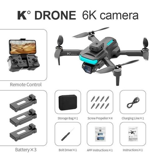 Drone Wifi Fpv Avec Caméra Grand Angle Hd 6k 2023 P,Maintien D'altitude Rc,Quadrirotor Pliable,Hélicoptère,Jouet Pour Enfants G,1080 - Type 6k Dual Camera 3b-Generique