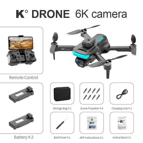 Drone Wifi Fpv Avec Caméra Grand Angle Hd 6k 2023 P,Maintien D'altitude Rc,Quadrirotor Pliable,Hélicoptère,Jouet Pour Enfants G,1080 - Type 6k Dual Camera 2b-Generique