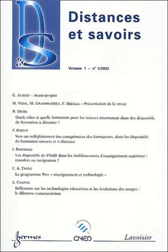 Distances Et Savoirs Volume 1 N° 1/2003