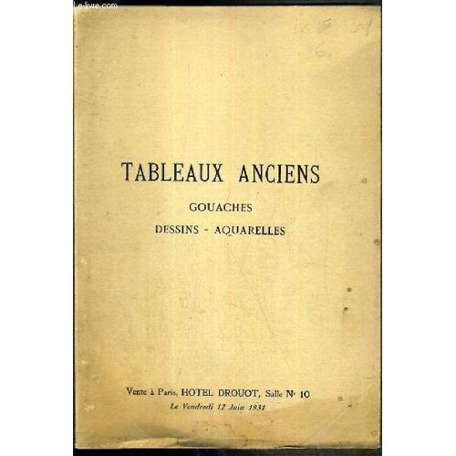 Catalogue De Vente Aux Encheres - Tableaux Anciens - Gouaches - Dessins - Aquarelles - 11 Juin 1931 - Hotel Drouot