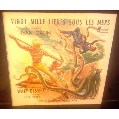 Vingt Mille Lieus Sous Les Mers Avec Jean Gabin(Livre Disque)(25cm +Book)(Original)(1970)(Walt Disney)(France)