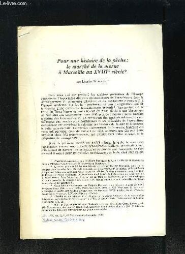 Pour Une Histoire De La Peche: La Peche De La Morue A Marseille Au Xviiie S- Extraits