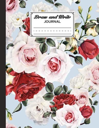 Draw And Write Journal: Roses Watercolor Cover Primary Composition Half Page Lined Paper With Drawing Space (8.5" X 11" Notebook), Grades K-2, By Gunther Mann