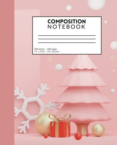 Composition Notebook: Pink Winter Design, Perfect For The Holidays, Christmas, College Ruled Paper, 7.5" X 9.25" (100 Sheets, Glossy Cover)