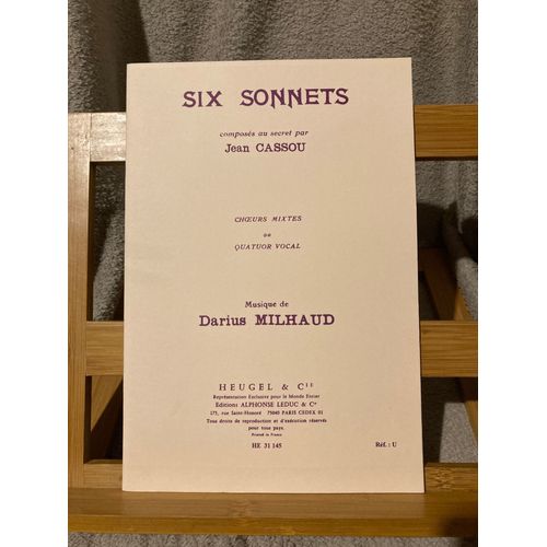 Darius Milhaud Six Sonnets De Jean Cassou Partition Choeur Mixte Éd. Heugel