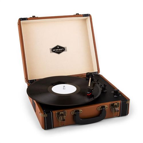 auna Jerry Lee Platine vinyle look retro avec port USB numérisation -marron