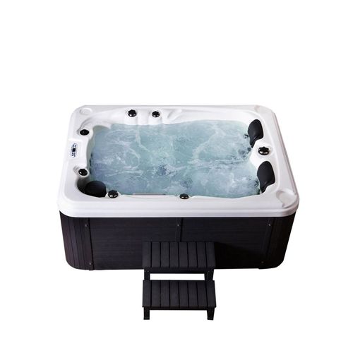 HOME DELUXE Spa extérieur 'BEACH PLUS' -Version: Plus couverture thermique et escalier- Chauffage et buses de massage inclus, pour 3 personnes I Spa de jardin, Bain à remous extérieur