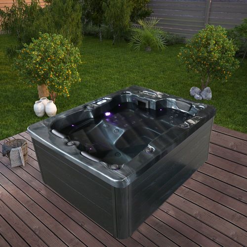HOME DELUXE Spa extérieur 'BLACK MARBLE PURE' -Version: Pure- Chauffage et buses de massage inclus, pour 3 personnes I Spa de jardin, Bain à remous extérieur, Spa et Bien-être
