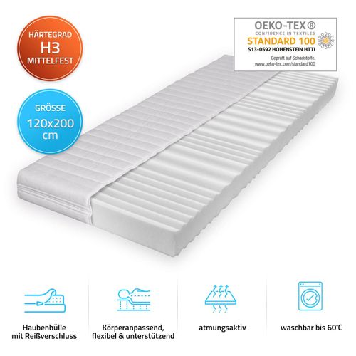 Home Deluxe Matelas 'ortho Basic' -Taille: 120 X 200 Cm- Fabriqué En Allemagne, Couverture Lavable, Le Noyau Et La Housse Sont Composés De Matériaux Souples Et Respirants I Matelas À Mémoire De Forme