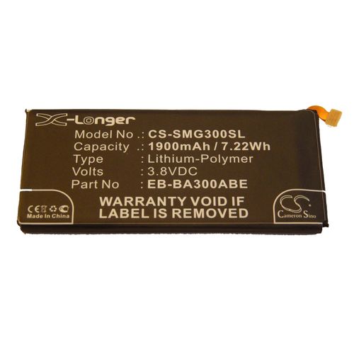 Batterie Li-Ion Vhbw 1900mah (3.8v) Pour Téléphone Smartphone Samsung Galaxy A3 Duos .Remplace: Eb-Ba300abe.