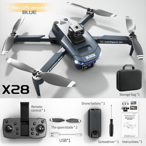 Drone Rc X28 5g Wifi 6k Avec Caméra Hd,Évitement D'obstacles Laser 360,Moteur Sans Balais,Retour Gps,Quadrirotor Rc,Jouets Importateur - Type X28-B-Blue-Generique