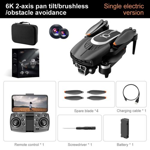 Mini Importateur Professionnel D'évitement D'obstacles,A10 Pro,Caméra Double Hd 6k,Moteur Sans Balais 5g,Jouet Quadrirotor Pliable,Cadeaux,2024 - Type 6k 2-Axis Black1b-Generique
