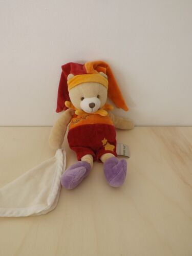 Doudou Ours Arlequin Orange Rouge Baby Nat'