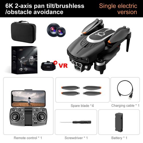 Mini Importateur Professionnel D'évitement D'obstacles,A10 Pro,Caméra Double Hd 6k,Moteur Sans Balais 5g,Jouet Quadrirotor Pliable,Cadeaux,2024 - Type 6k Black-1b Vr-Generique