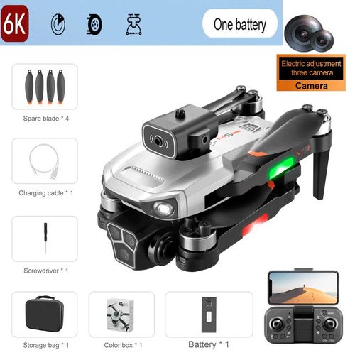 M1s Mini Drone 4k,Trois Caméras Professionnelles,Grand Angle,Localisation De Flux Optique,Évitement D'obstacles À Quatre Voies,Rc,Quadcopter,Jouets - Type 6k Grey 1b #B-Generique